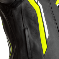 2353 Axis CE Mens Leather jacket Black/Flo Yellow/White,