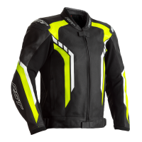 2353 Axis CE Mens Leather jacket Black/Flo Yellow/White,