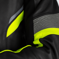 2530 Sabre CE Mens Leather Jacket Black / Grey / Flo Yellow