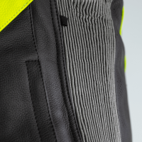 2530 Sabre CE Mens Leather Jacket Black / Grey / Flo Yellow