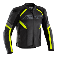 2530 Sabre CE Mens Leather Jacket Black / Grey / Flo Yellow