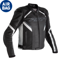 Sabre Airbag CE Mens Leather Jacket Black / Black / White